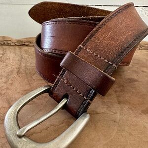 J. Crew Brown Leather Belt with Silver Buckle